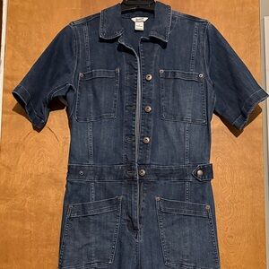 Denim Short Sleeve Jumpsuit